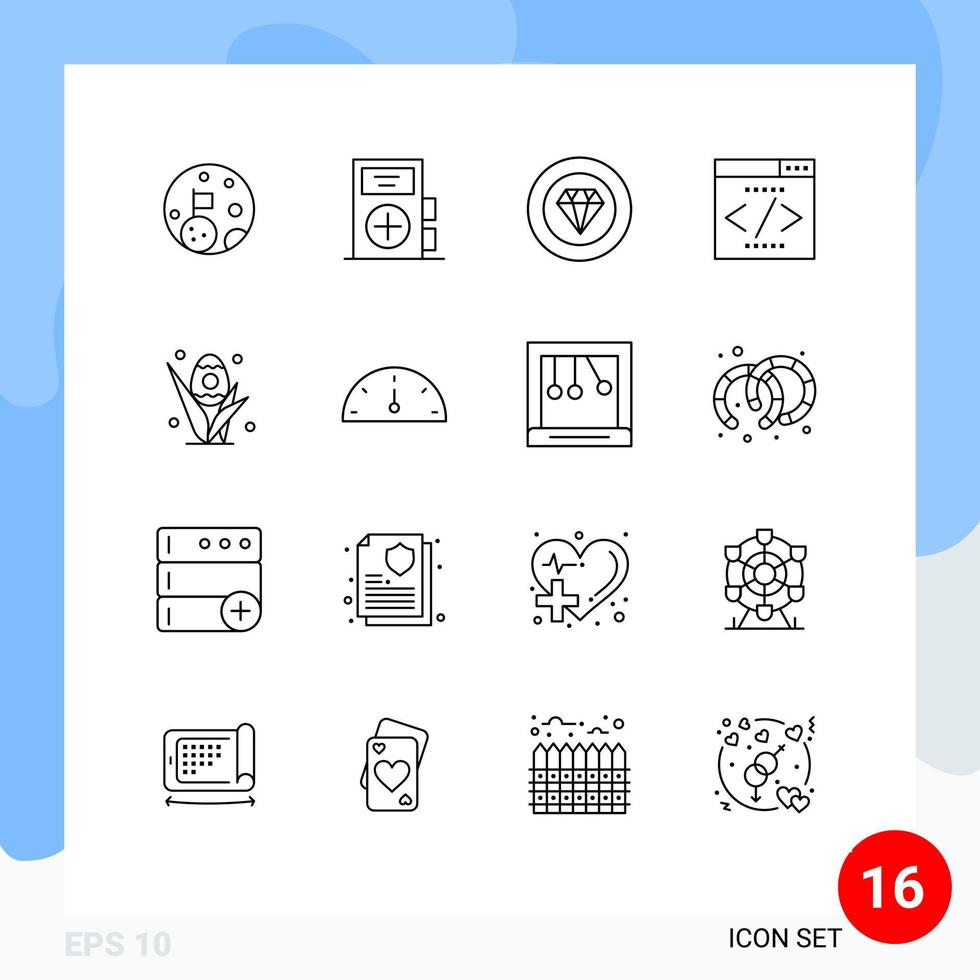 16 Universal Outline Signs Symbols of egg interface search engine medicine interface performance Editable Vector Design Elements