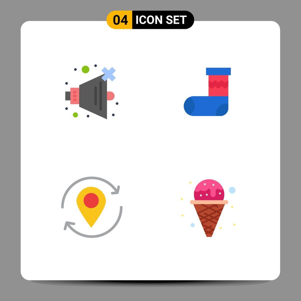 Mobile Interface Flat Icon Set of 4 Pictograms of no map celebration gift pin Editable Vector Design Elements