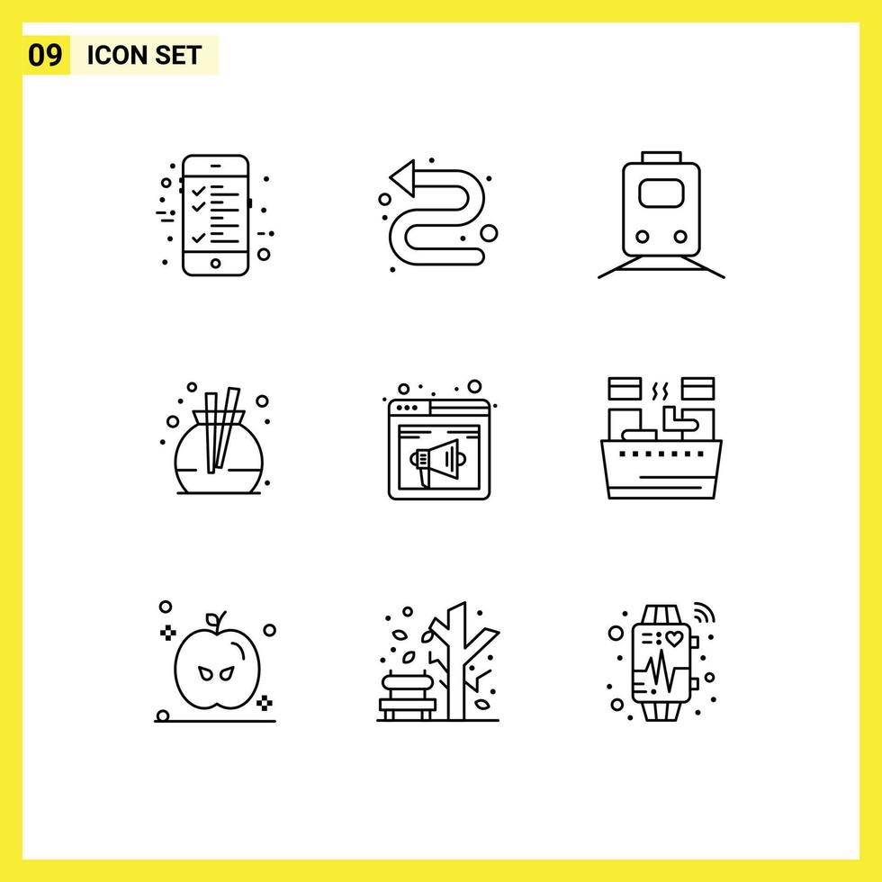 9 Creative Icons Modern Signs and Symbols of sound browser railway scent fragrance Editable Vector Design Elements