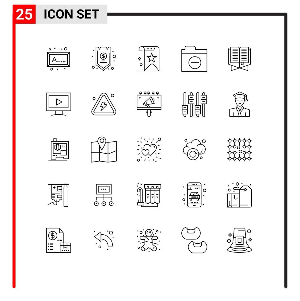 25 Thematic Vector Lines and Editable Symbols of quran detail bookmark negative reputation Editable Vector Design Elements
