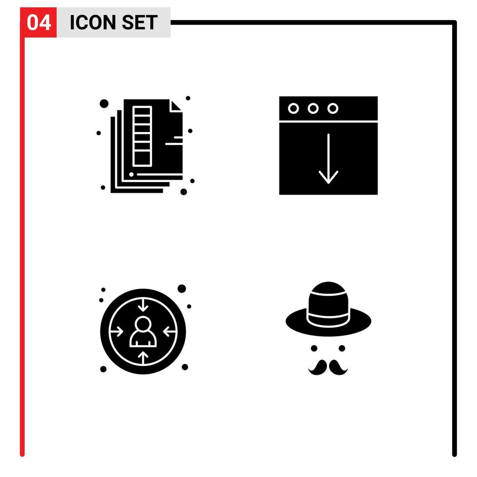 Universal Solid Glyphs Set for Web and Mobile Applications document centricity print download experience Editable Vector Design Elements