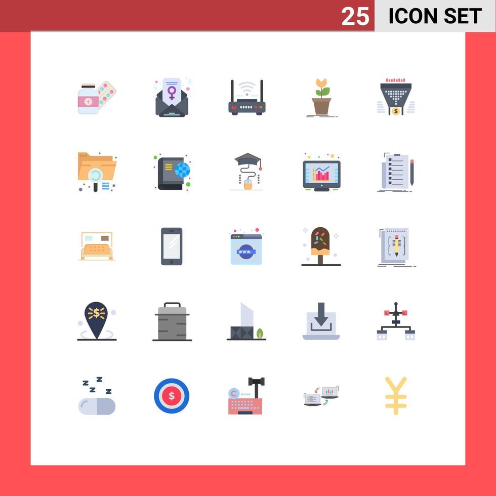 Universal Icon Symbols Group of 25 Modern Flat Colors of plant mario router game modem Editable Vector Design Elements