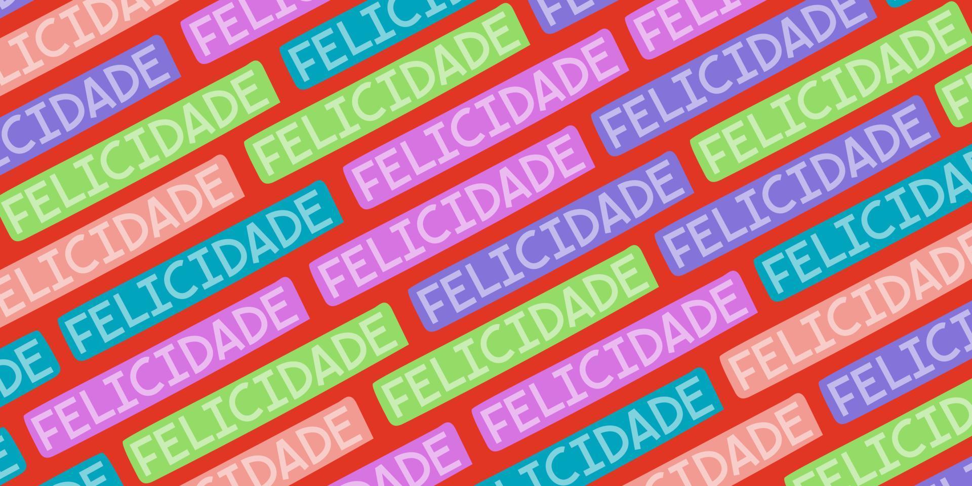 ilustración colorida con palabras de felicidad en portugués. traducción - felicidad. vector