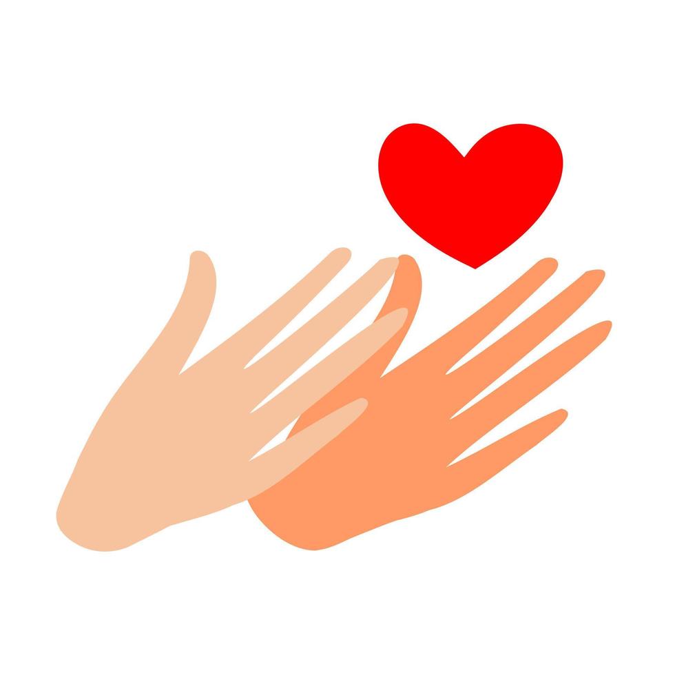 Hands holding the heart, icon, isolated vector symbol