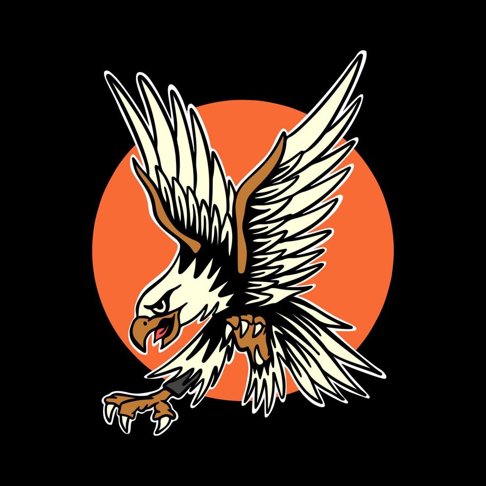 águila arte ilustración dibujado a mano vector colorido para camiseta, pegatina, póster, logotipo, etc.