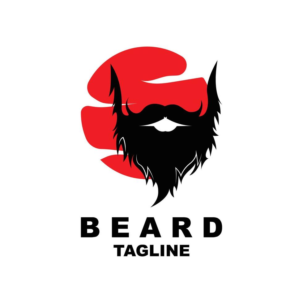 Beard Logo Design, Male Look Hair Vector, Men's Barbershop Style Design vector