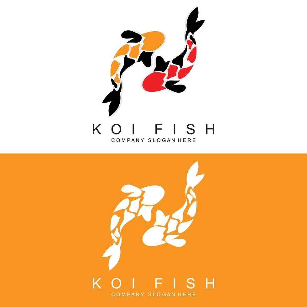 diseño de logotipo de pez koi, vector de pez ornamental, producto de marca de ilustración de ornamento de acuario