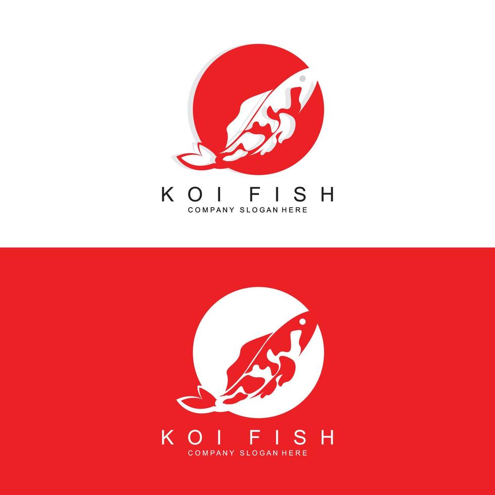 diseño de logotipo de pez koi, vector de pez ornamental, producto de marca de ilustración de ornamento de acuario