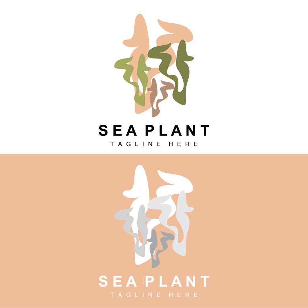 Seaweed Logo, Sea Plants Vector Design, Grocery And Nature Protection