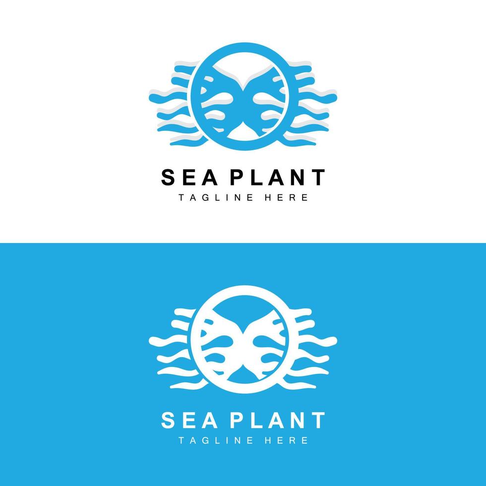 Seaweed Logo, Sea Plants Vector Design, Grocery And Nature Protection