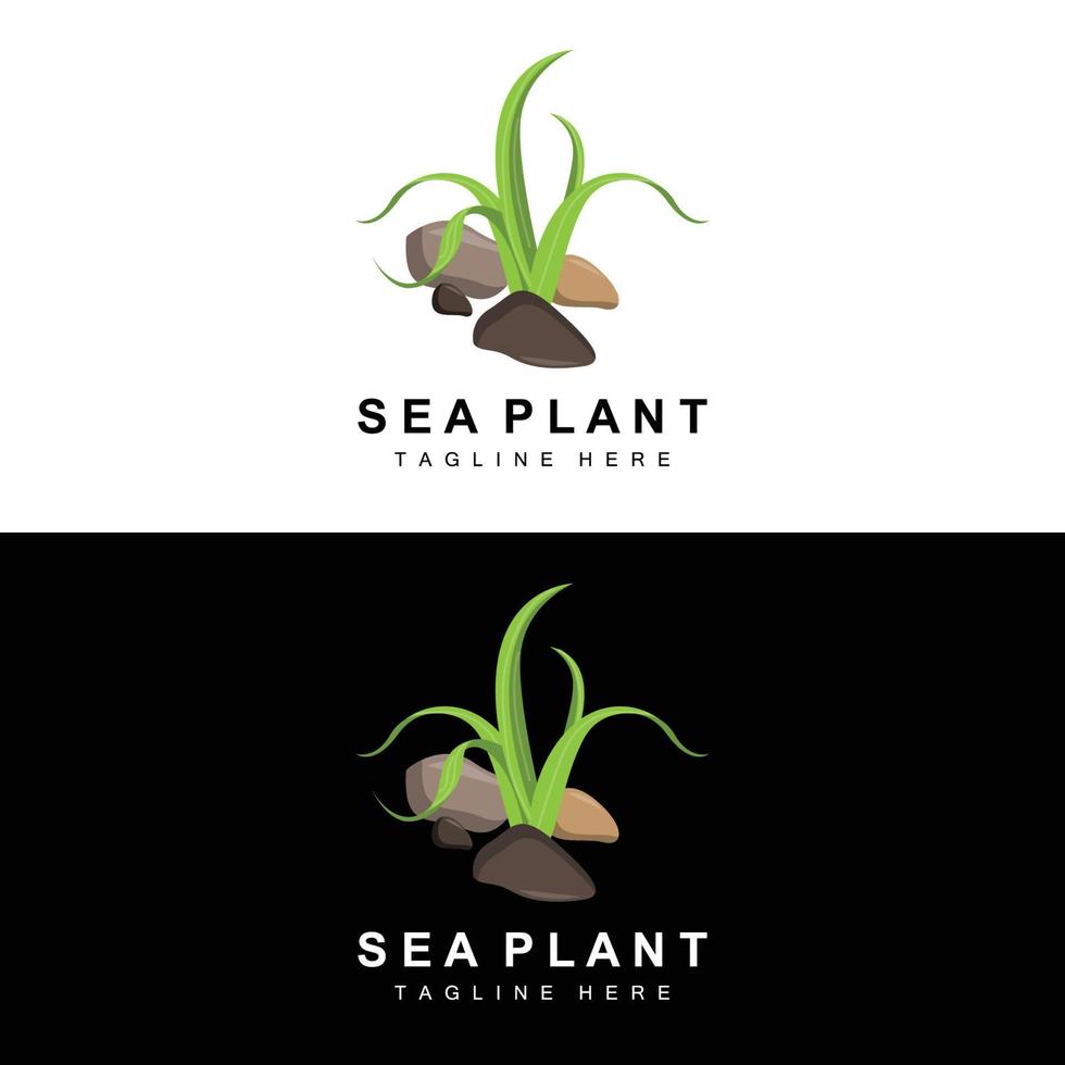 Seaweed Logo, Sea Plants Vector Design, Grocery And Nature Protection