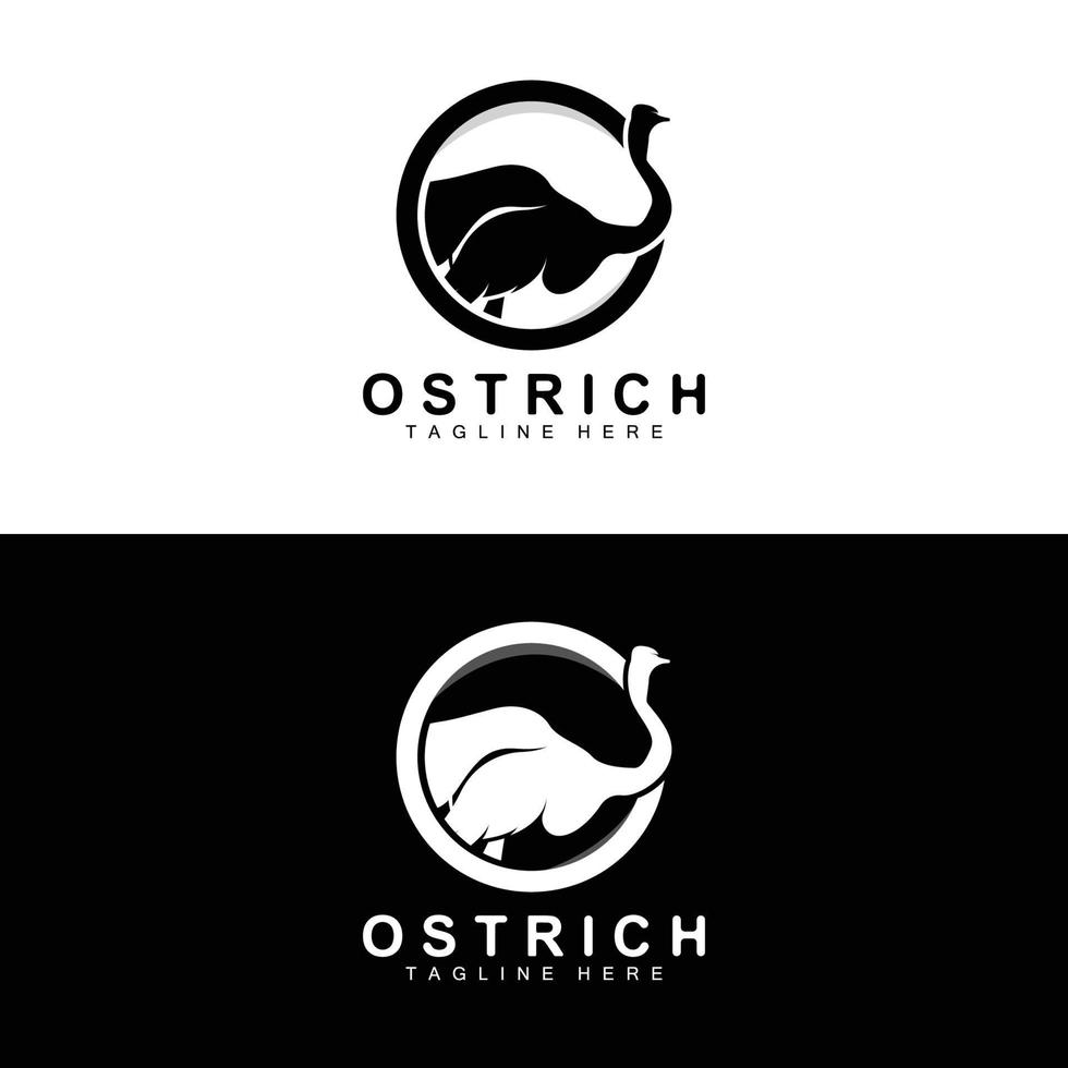 Ostrich Logo Design, Desert Animal Illustration, Living In The Forest, Vector Camel Brand Product