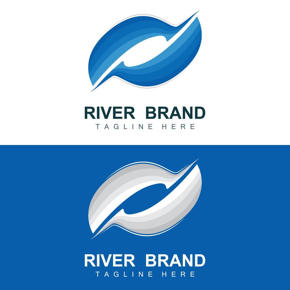 River Logo Design, River Creek Vector, Riverside Illustration With A Combination Of Mountains And Nature, Product Brand vector