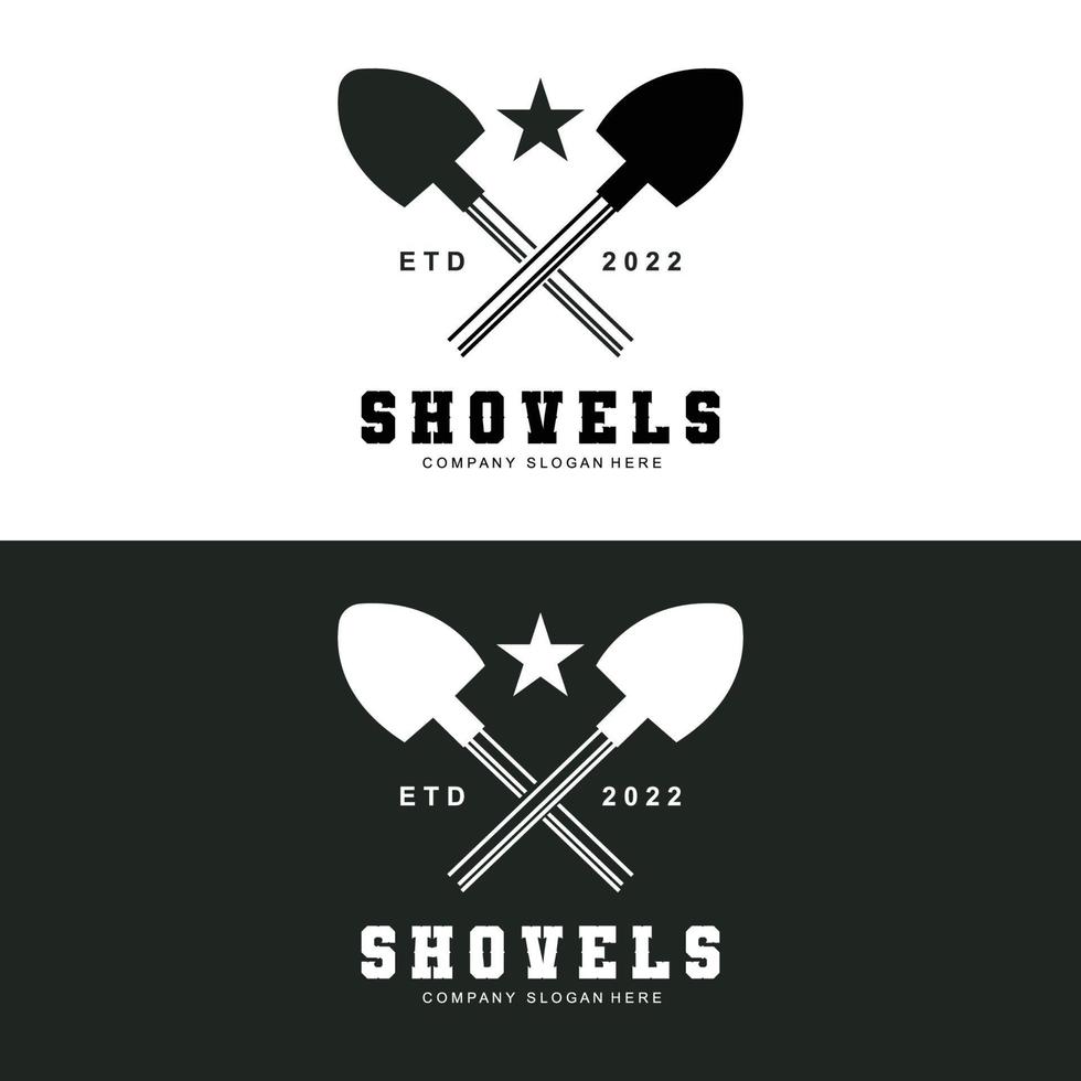 Shovel Logo Design, Construction Worker Tool Illustration Vector, Building Construction Icon vector