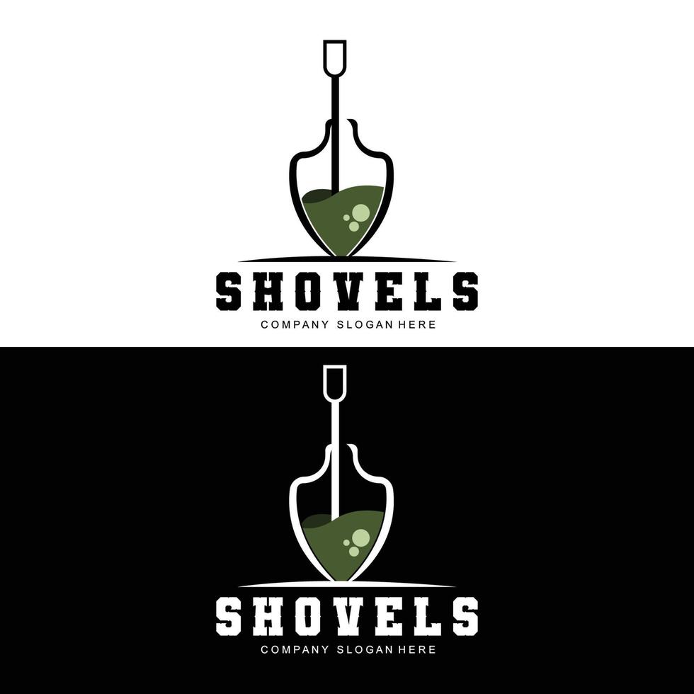 Shovel Logo Design, Construction Worker Tool Illustration Vector, Building Construction Icon vector