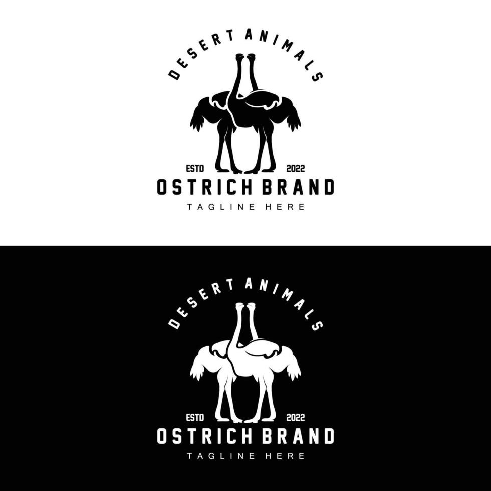 Ostrich Logo Design, Desert Animal Illustration, Living In The Forest, Vector Camel Brand Product