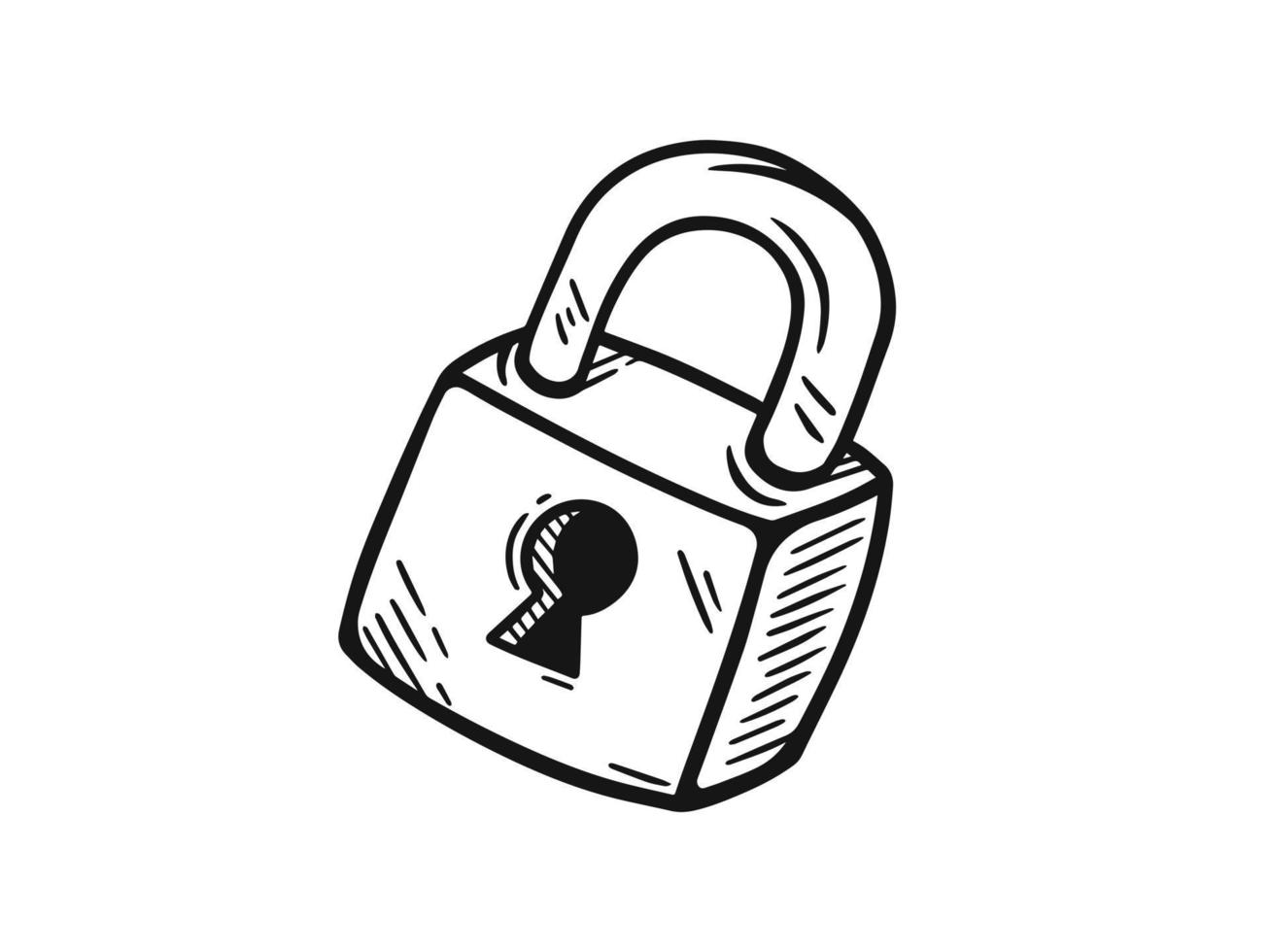 padlock icon. Lock Hand Drawn vector drawing Doodle