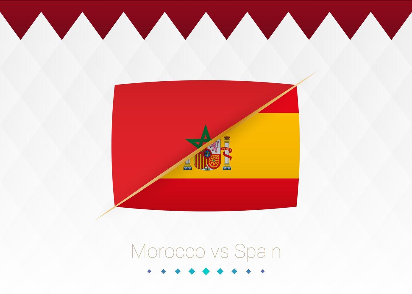 selección nacional de fútbol marruecos vs españa, octavos de final. partido de fútbol 2022 contra icono. vector