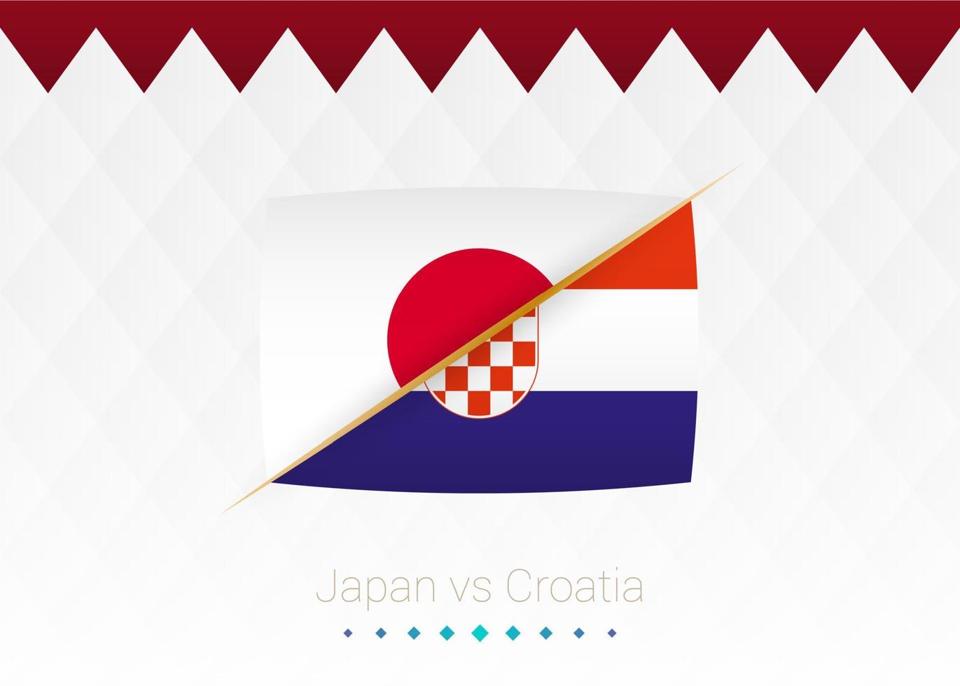 National football team Japan vs Croatia, Round of 16. Soccer 2022 match versus icon. vector