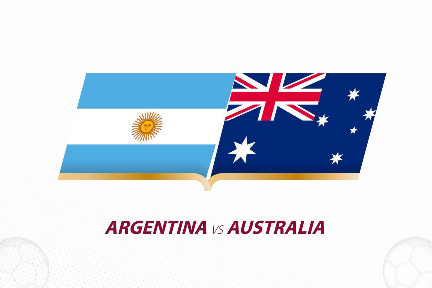 Argentina vs Australia in Football Competition, Round of 16. Versus icon on Football background. vector