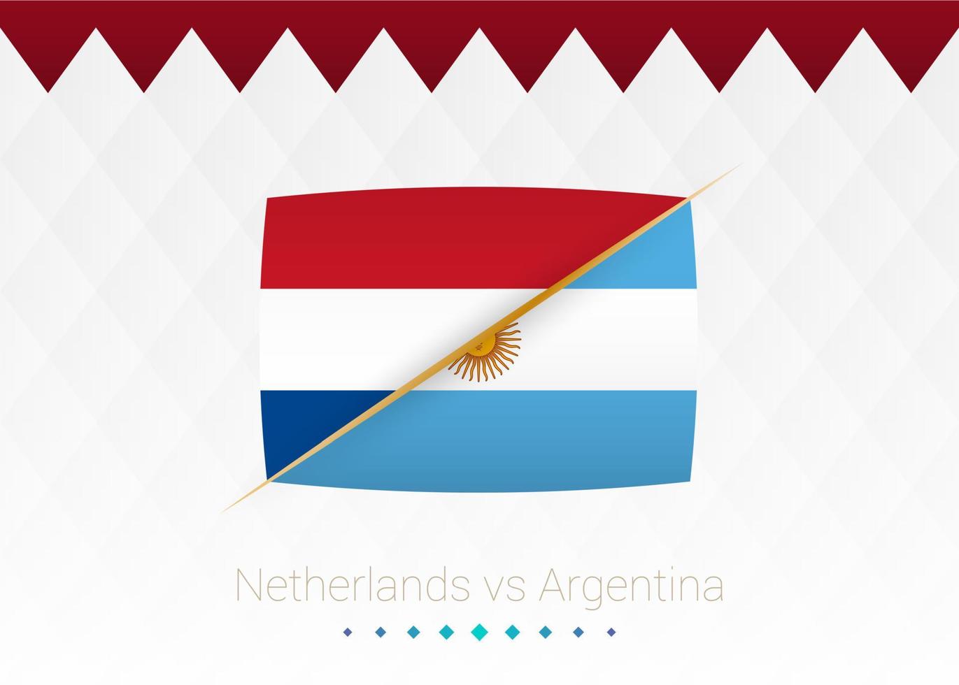 National football team Netherlands vs Argentina, Quarter finals. Soccer 2022 match versus icon. vector