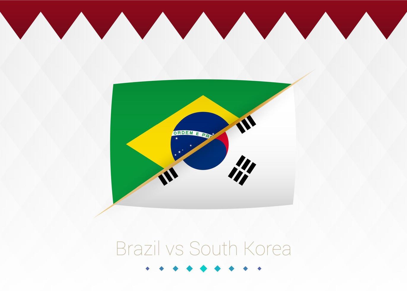 National football team Brazil vs South Korea, Round of 16. Soccer 2022 match versus icon. vector