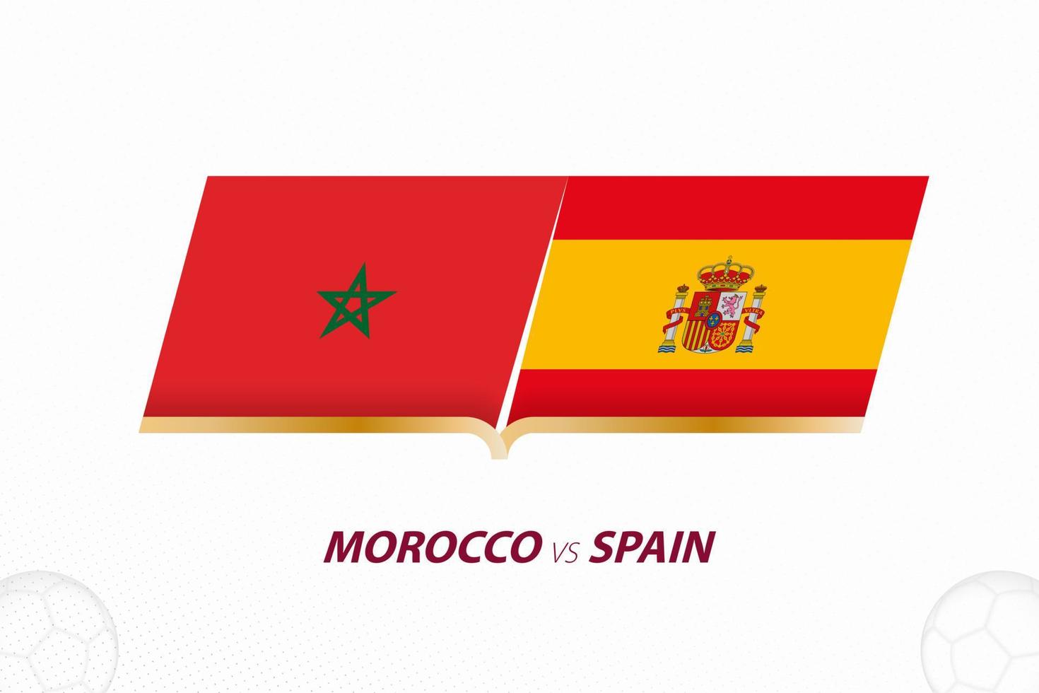 Morocco vs Spain in Football Competition, Round of 16. Versus icon on Football background. vector
