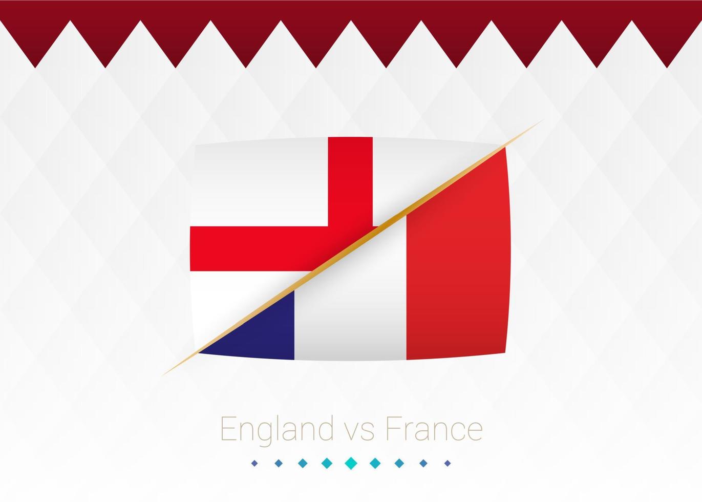 selección nacional de fútbol inglaterra vs francia, cuartos de final. partido de fútbol 2022 contra icono. vector
