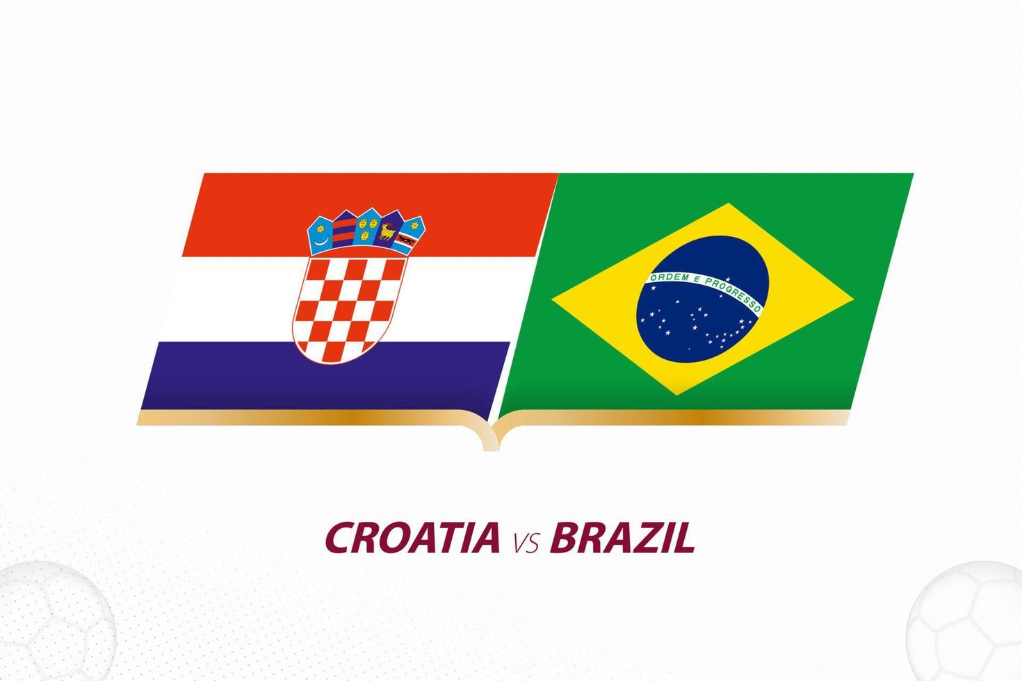 croacia vs brasil en competencia de futbol, cuartos de final. versus icono en el fondo del fútbol. vector