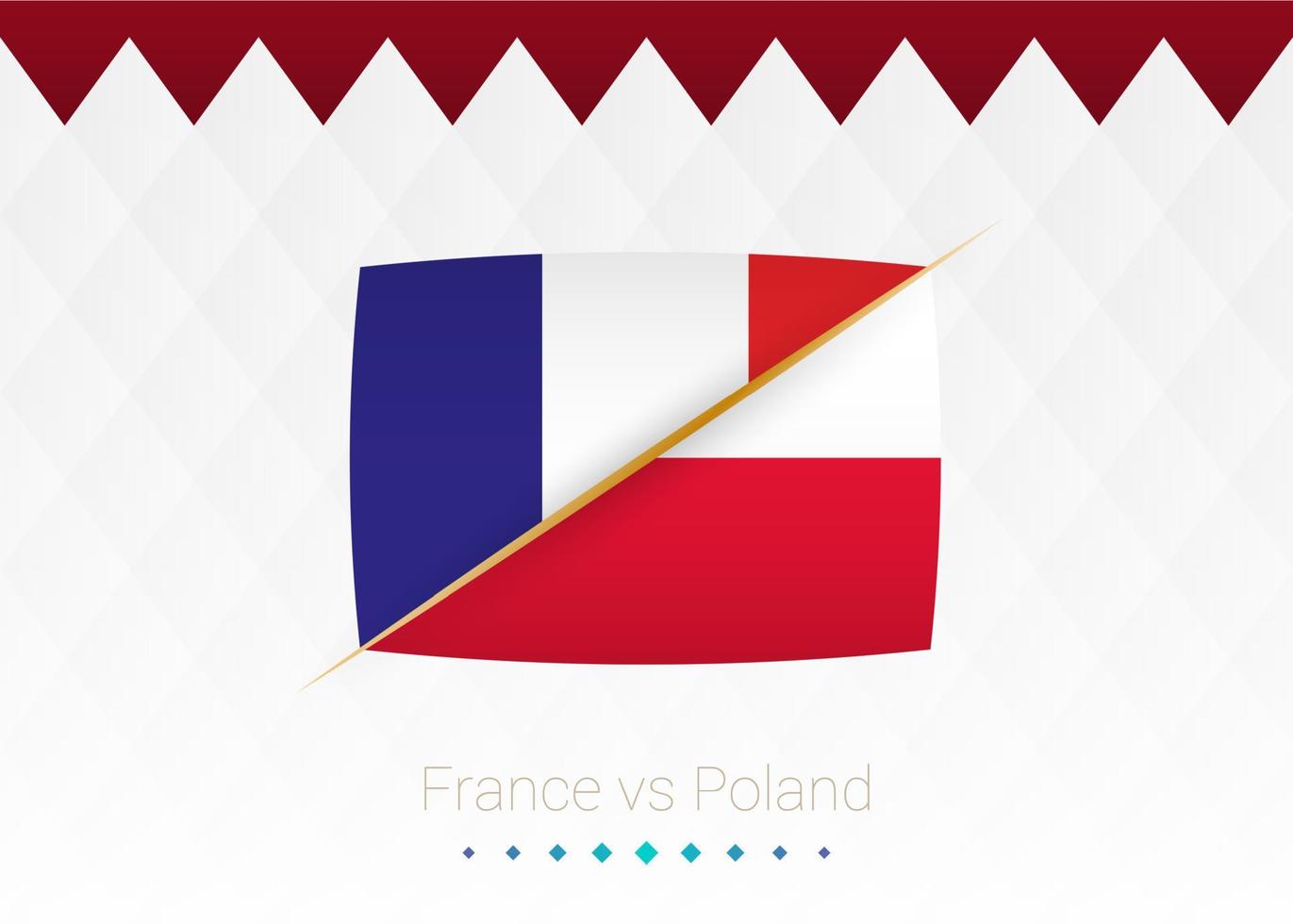 National football team France vs Poland, Round of 16. Soccer 2022 match versus icon. vector