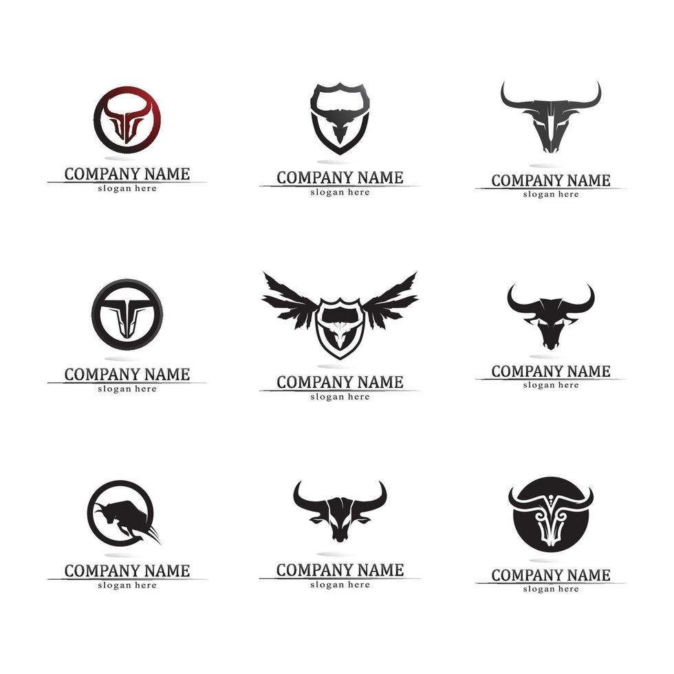 Aplicación de iconos de plantilla de logotipo y símbolo de cuerno de toro vector