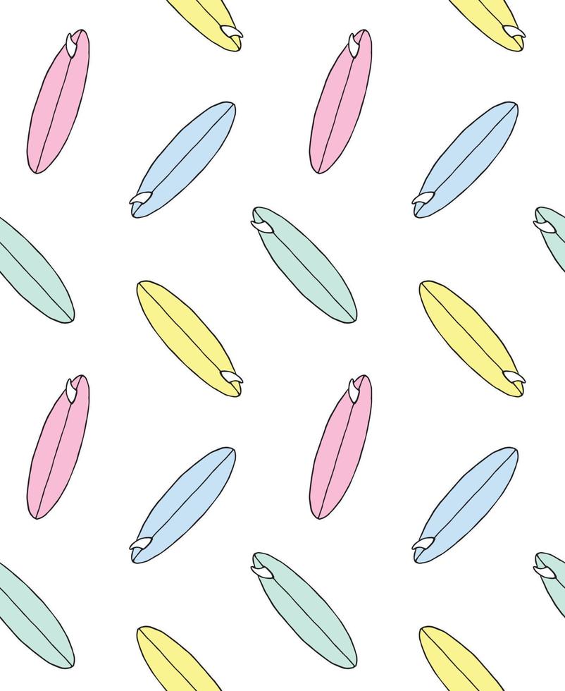 Vector seamless pattern of sketch surf board