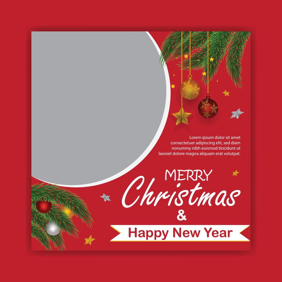 plantilla de banner publicitario y publicación en redes sociales de navidad y año nuevo vector