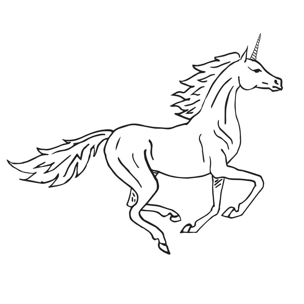 Vector hand drawn outline unicorn