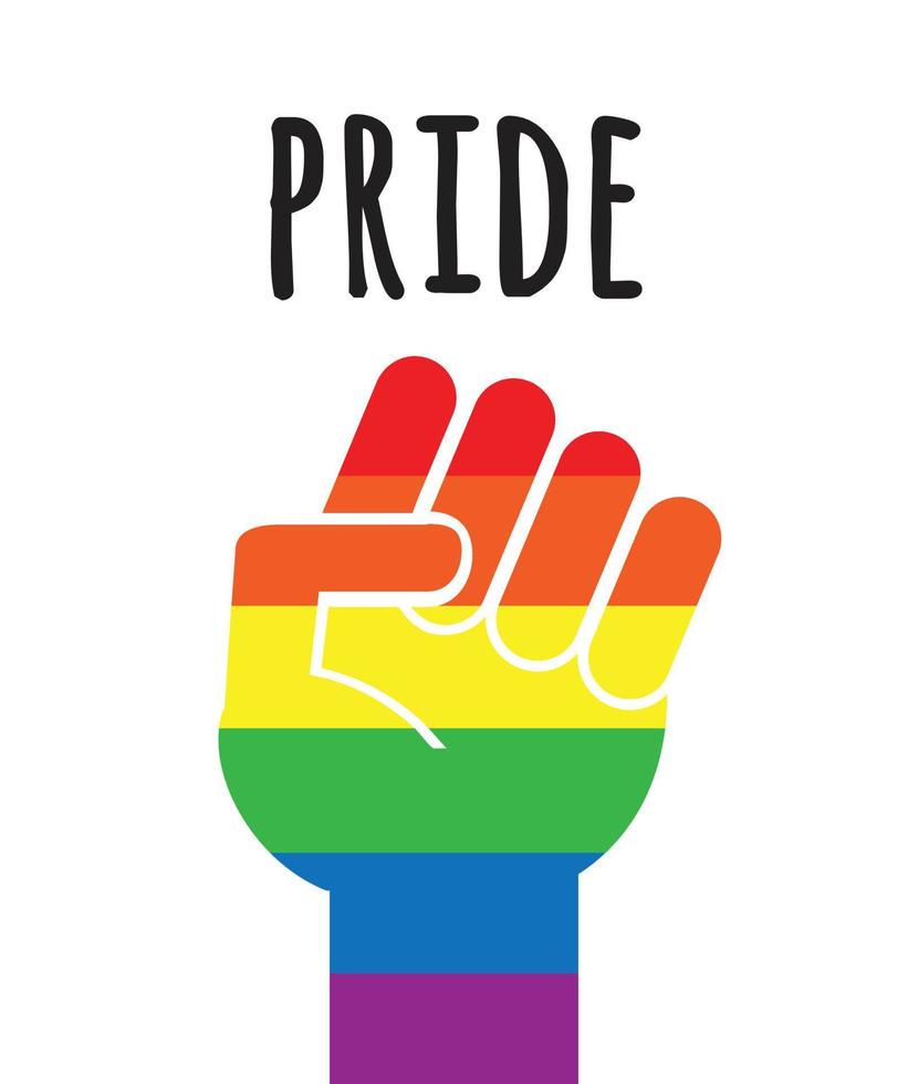 Vector flat lgbt flag fists with pride text