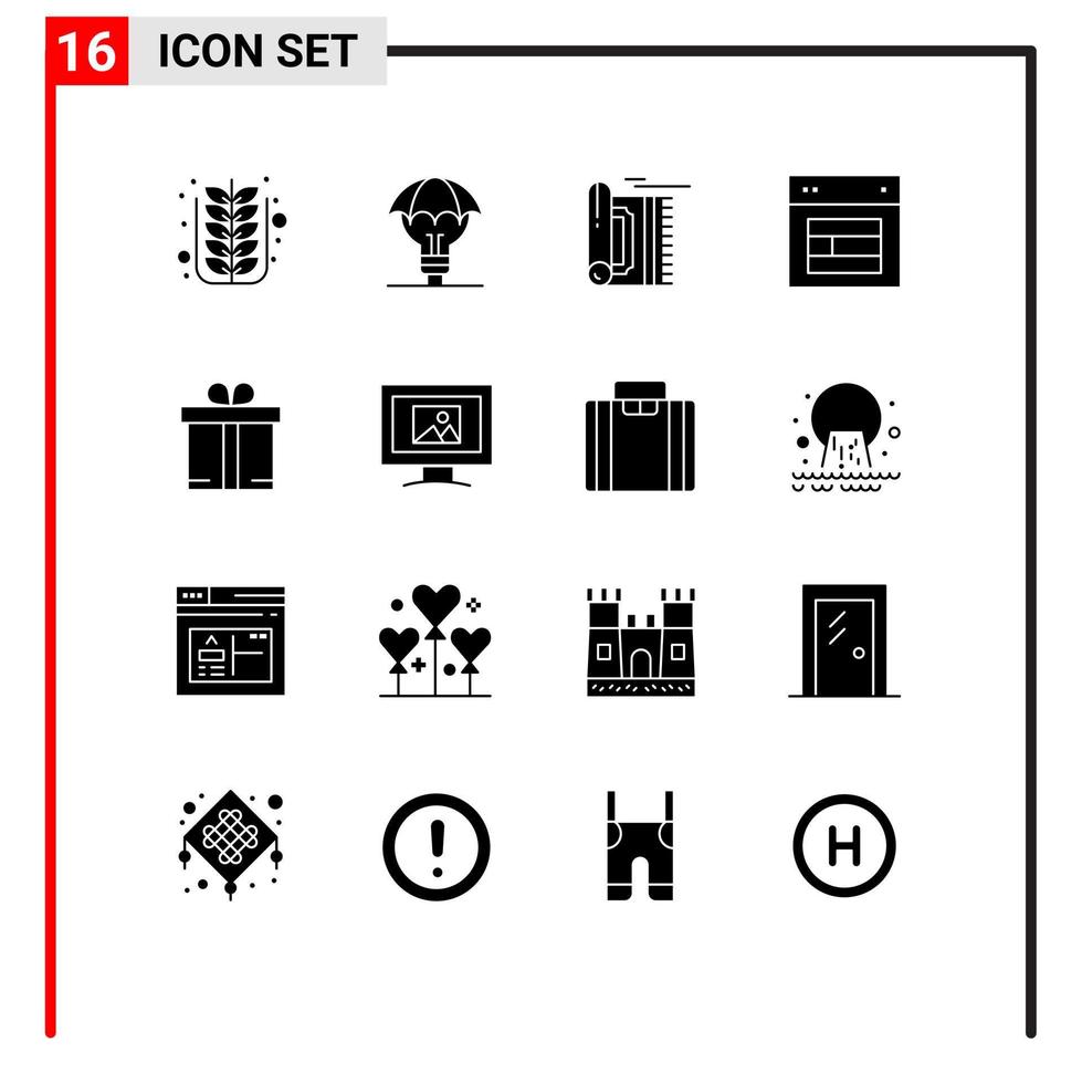 Set of 16 Modern UI Icons Symbols Signs for site design idea namaz rug Editable Vector Design Elements