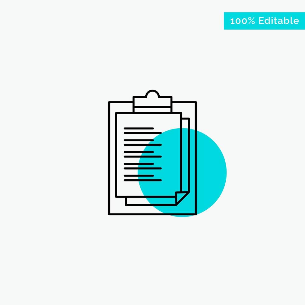 Notepad Report Card Result Presentation turquoise highlight circle point Vector icon