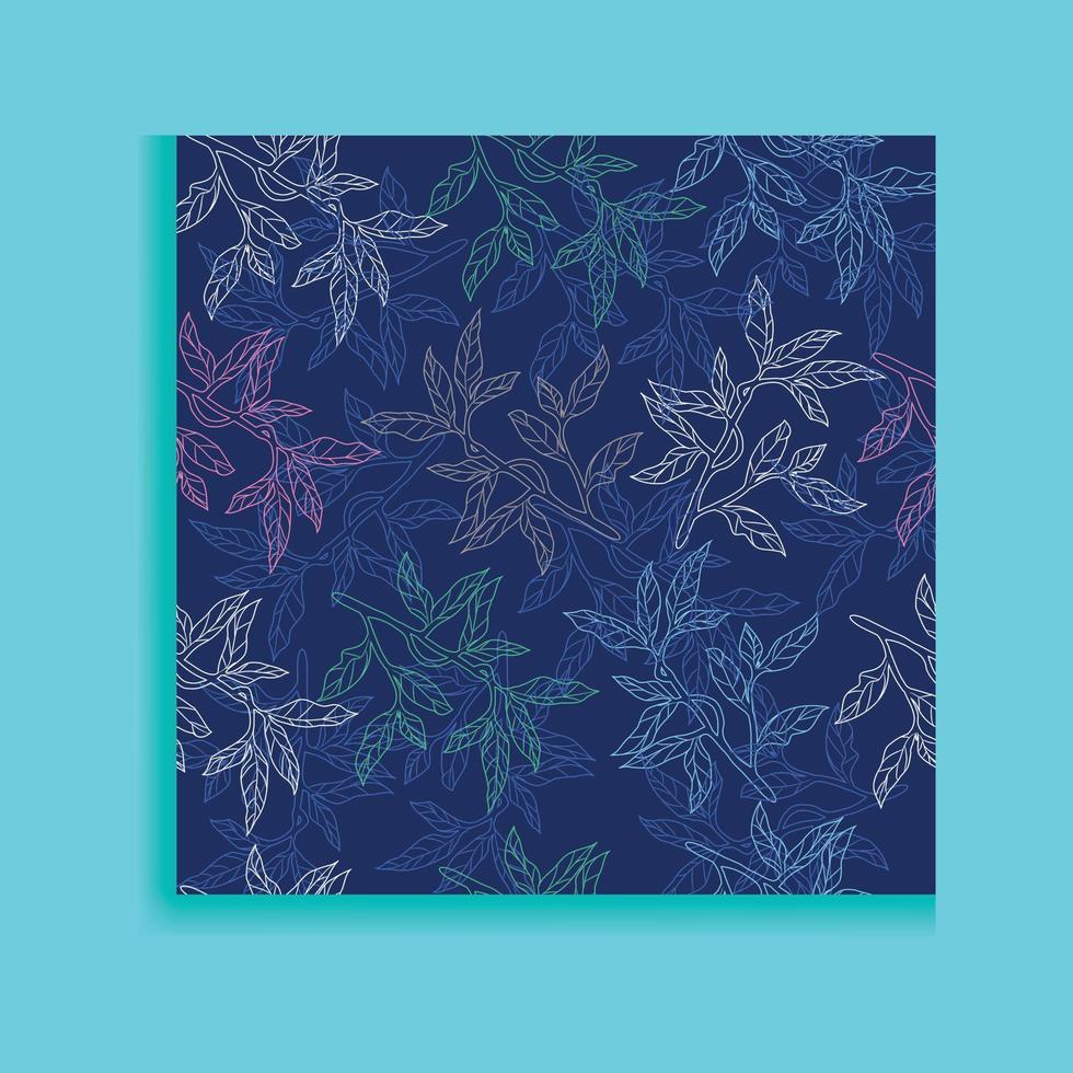 Dark seamless pattern with abstract tropical leaves vector