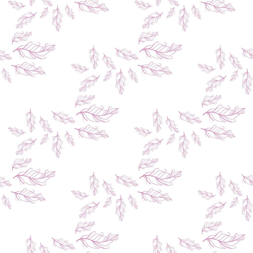 Pastel-colored seamless feather pattern. Seamless background with feathers of bird. vector
