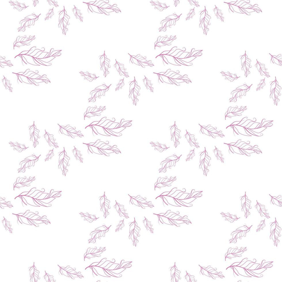 Pastel-colored seamless feather pattern. Seamless background with feathers of bird. vector