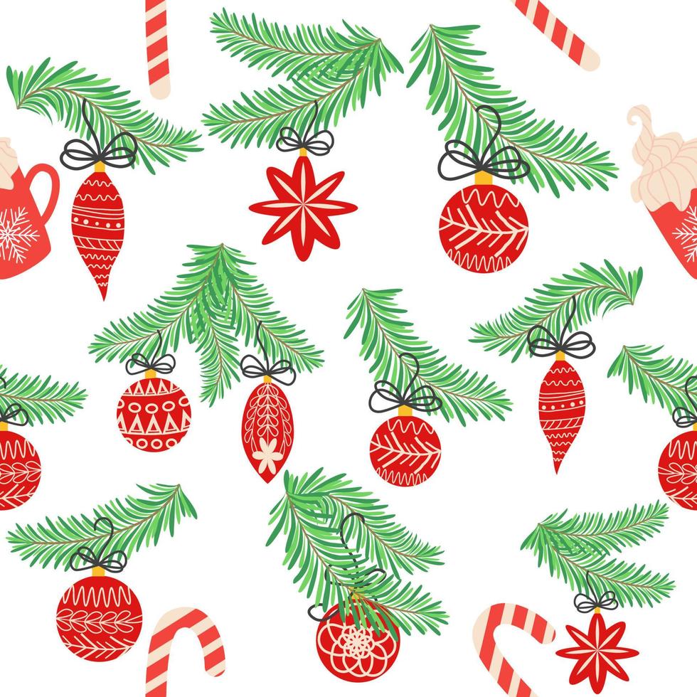 Seamless christmas pattern with fir branches. Spruce background vector