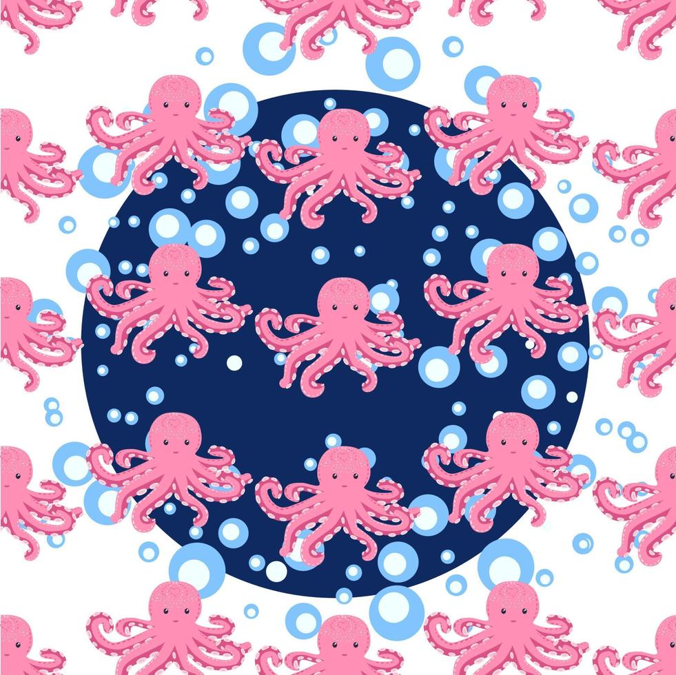 patrón impecable con lindo pulpo, algas y perlas. fondo de vivero de moda vector