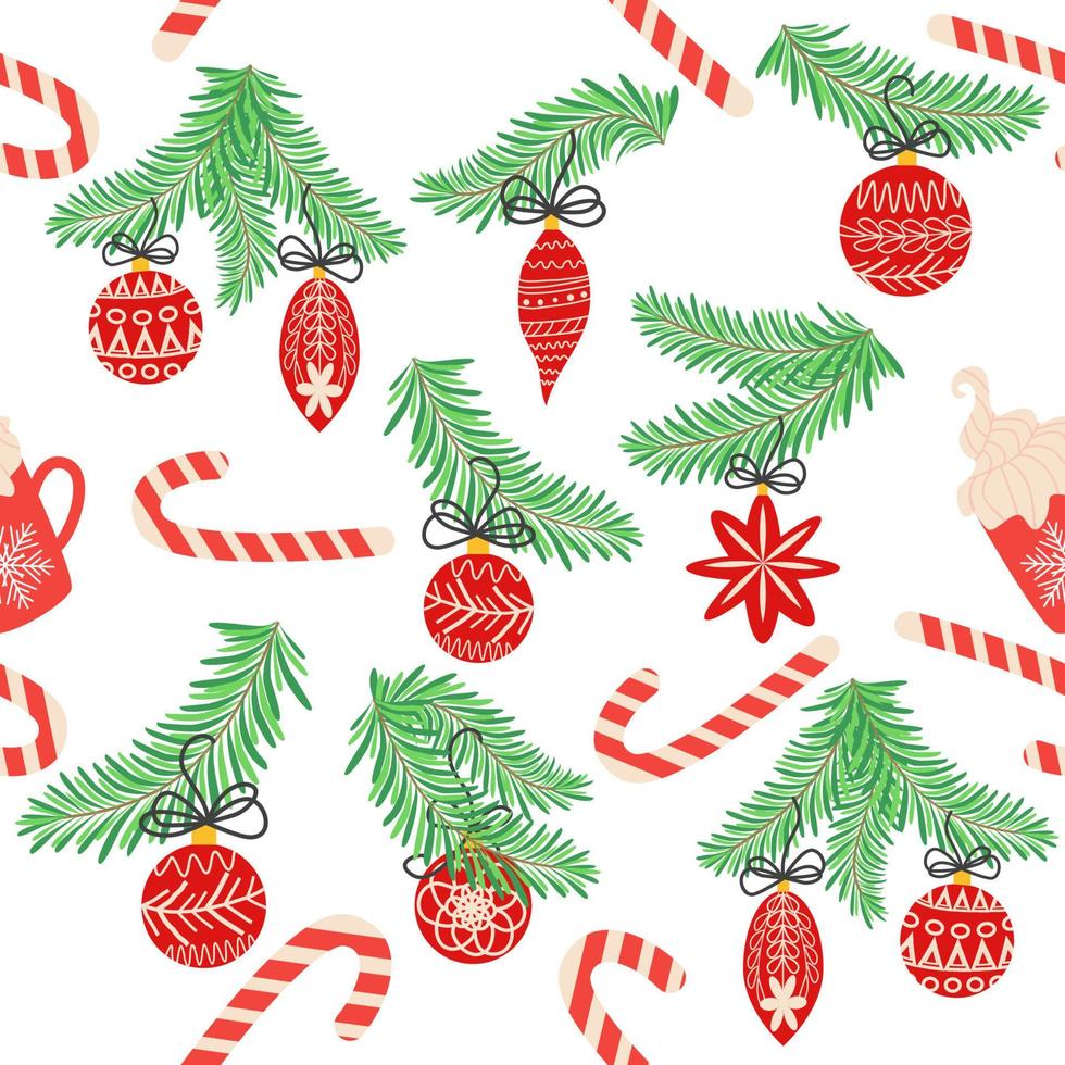 Seamless christmas pattern with fir branches. Spruce background vector