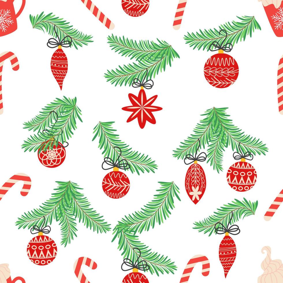 Seamless christmas pattern with fir branches. Spruce background vector