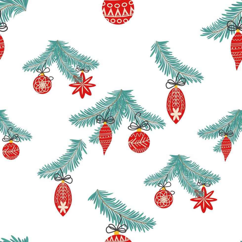 Seamless christmas pattern with fir branches. Spruce background vector