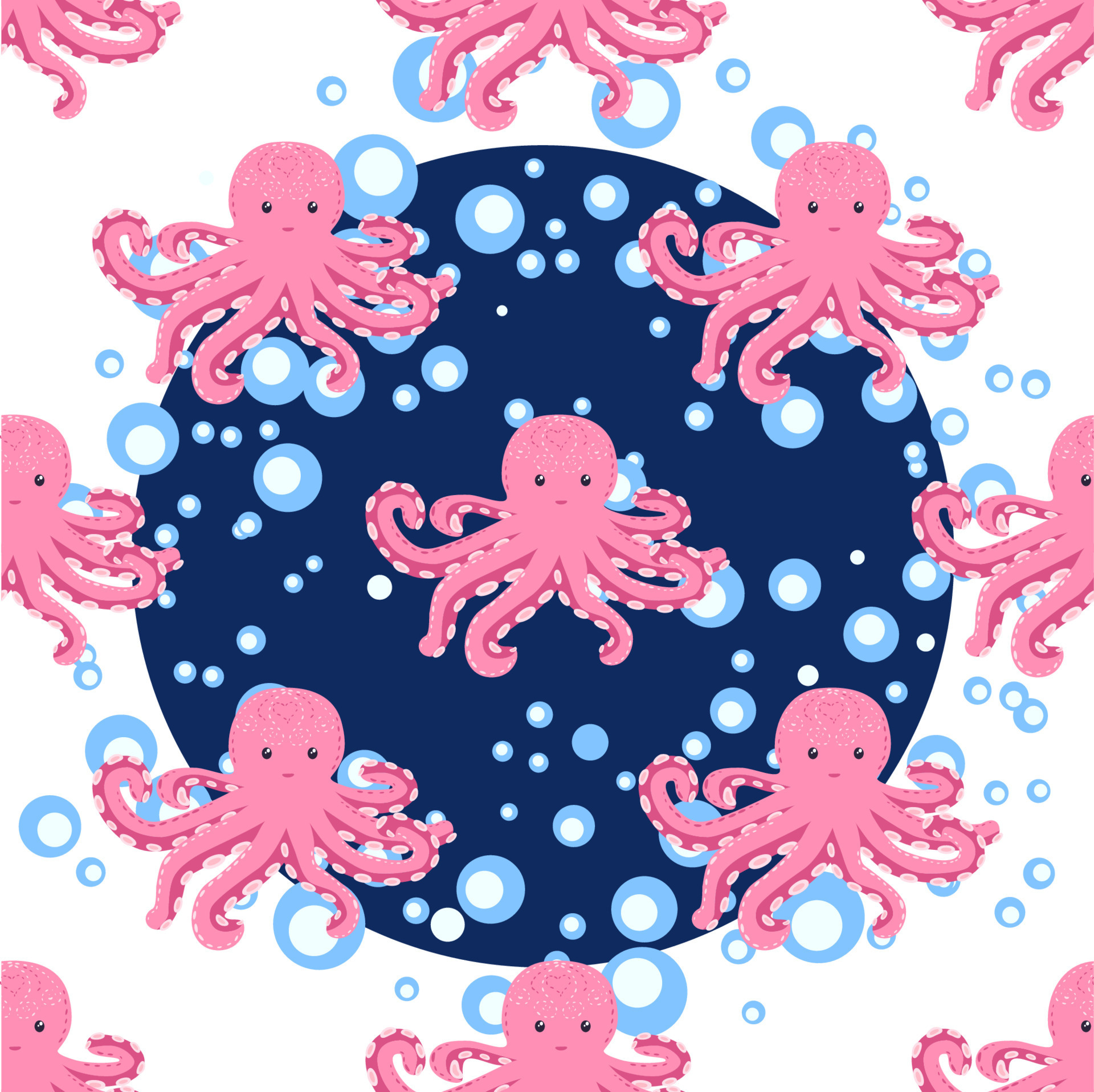 Seamless pattern with cute octopus, seaweed and pearl. Trendy nursery background 15365539 Vector