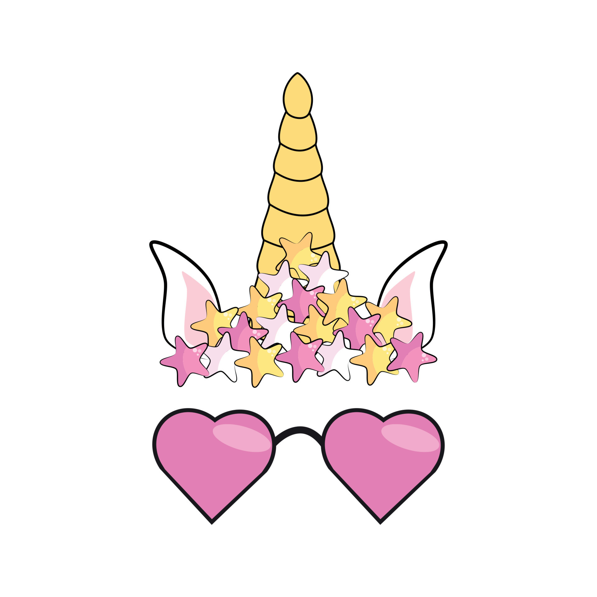 illustration of cute unicorn face wearing sunglasses 15365557 Vector ...