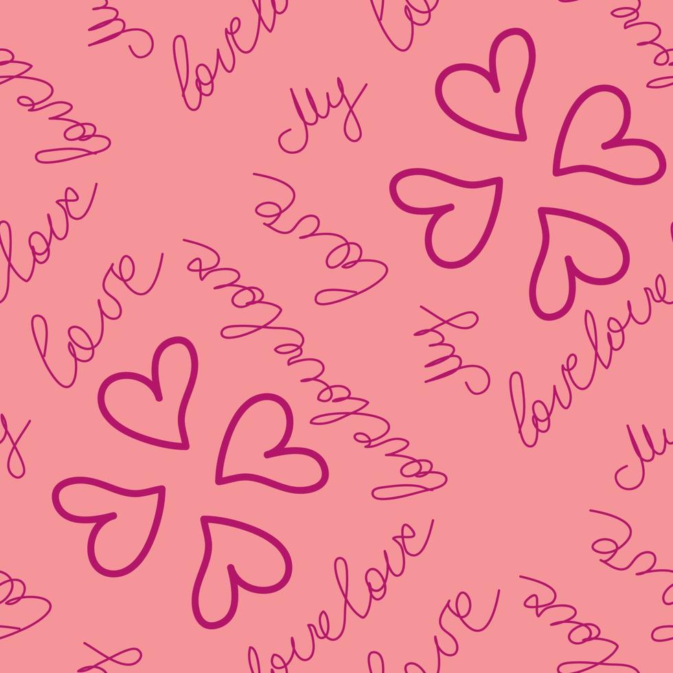 Love text Seamless pattern. Text backgrounds applicable in printing, textiles, art objects, clothing, wallpaper vector