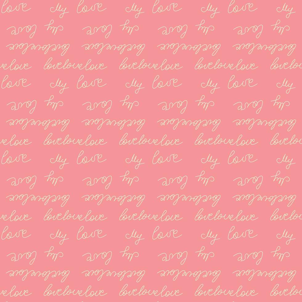 Love text Seamless pattern. Text backgrounds applicable in printing, textiles, art objects, clothing, wallpaper vector