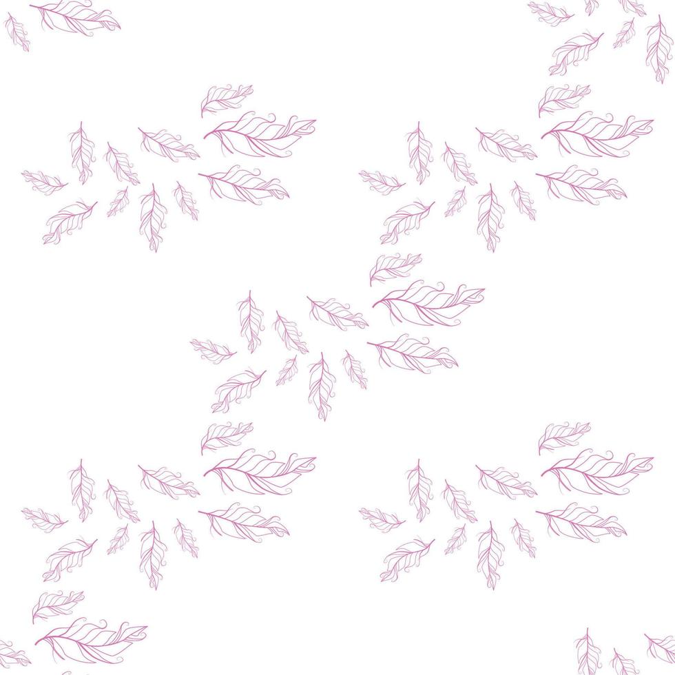 Pastel-colored seamless feather pattern. Seamless background with feathers of bird. vector